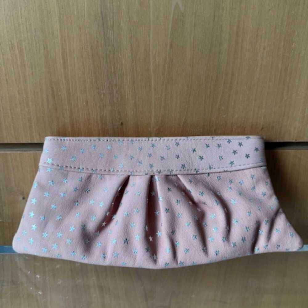 NWOT Lauren Merkin Light Pink Leather Clutch with Stars